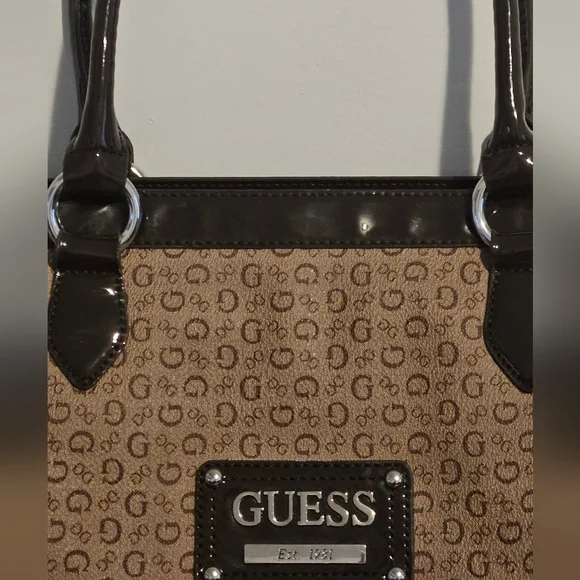 Guess Brown Signature Shoulder Tote Bag - Picture 3 of 15